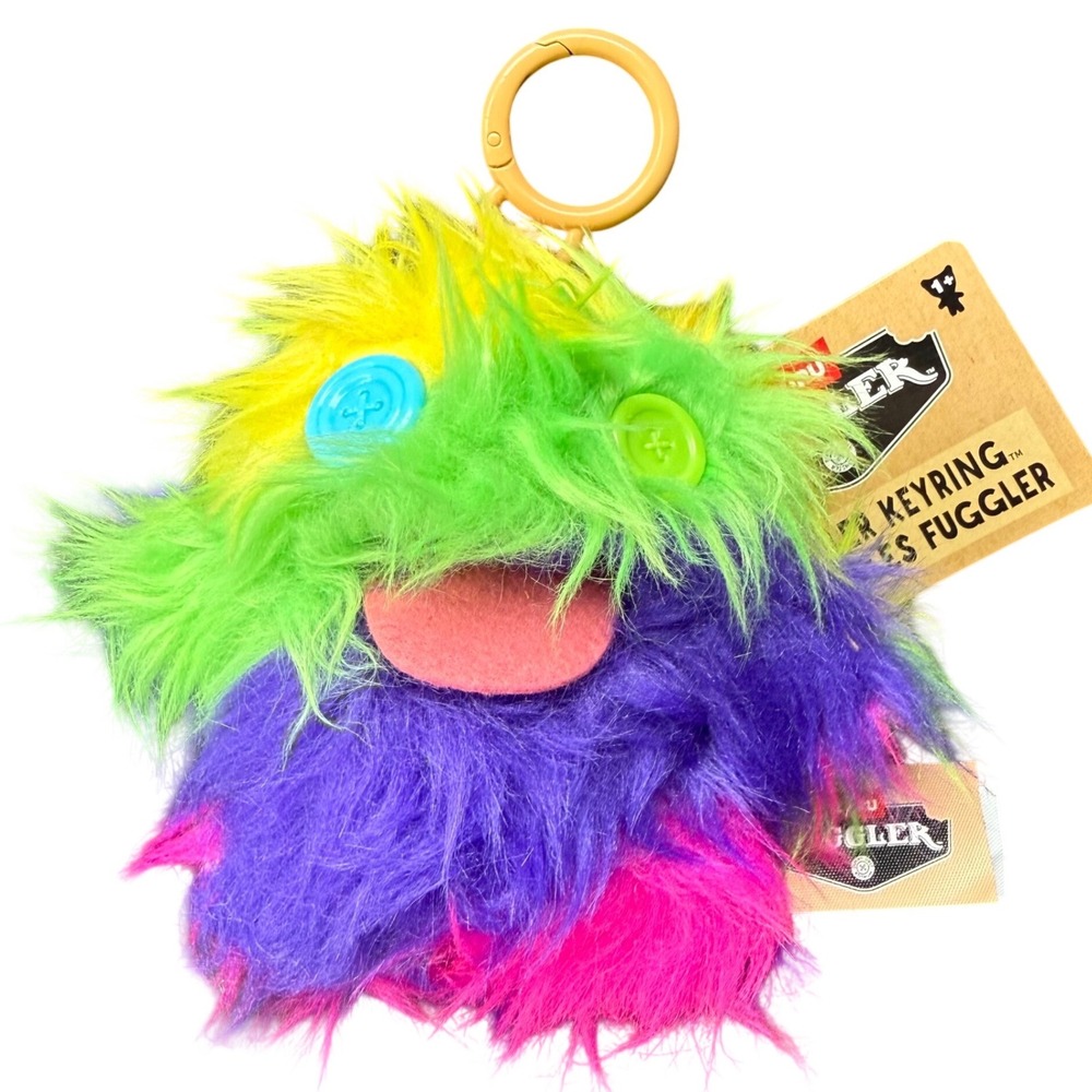 Fuggler Keyring Monster Unisex OS Rainbow NEW Shaggy Fur Button Eyes Teeth Clip